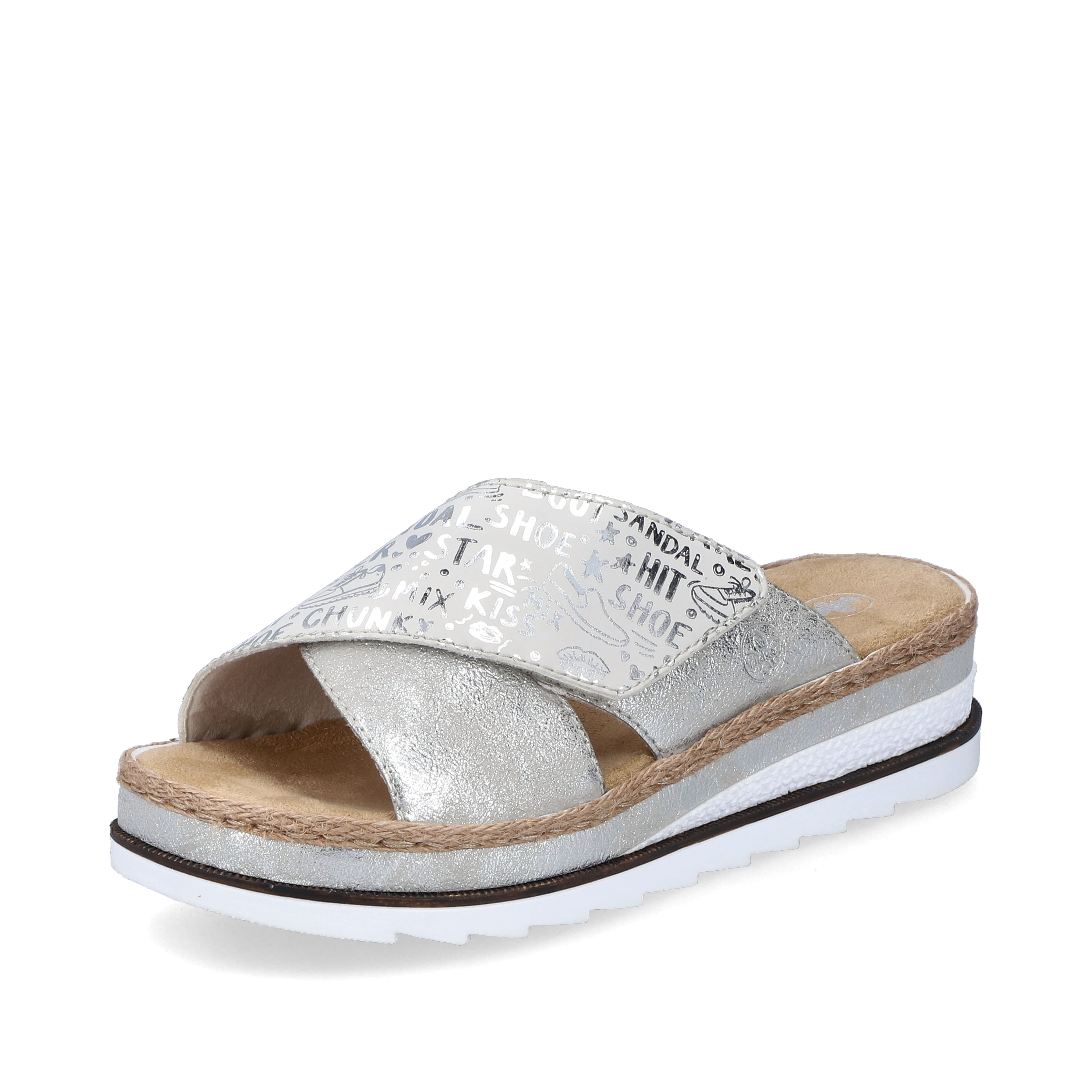 Rieker Damen Pantoletten silber-metallic