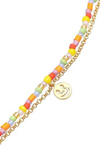 Elli Armband Kids Layer Smile Emoji Beads Bunt 925 Silber