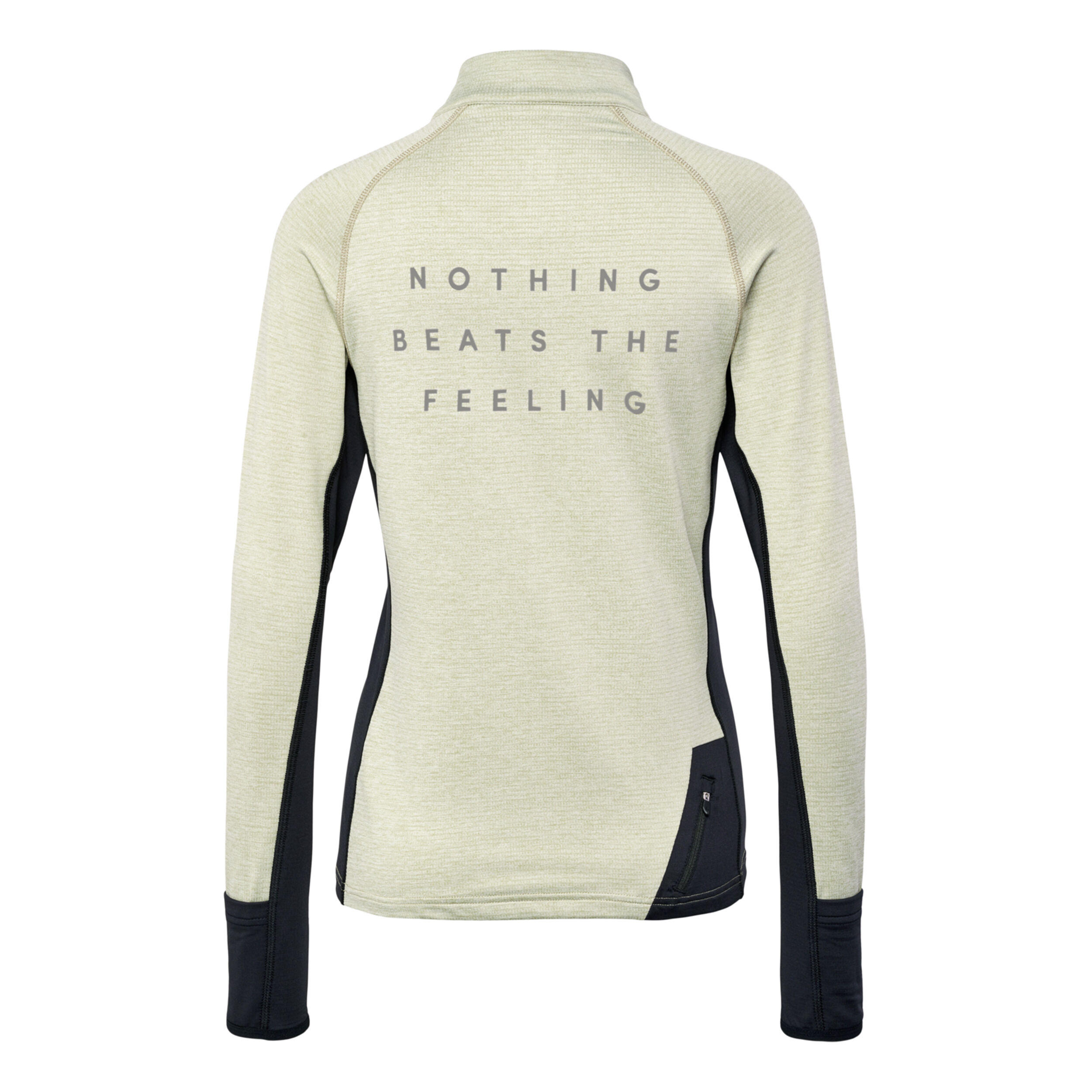 Mesa Half-Zip Lauftop Damen - Beige, Schwarz
