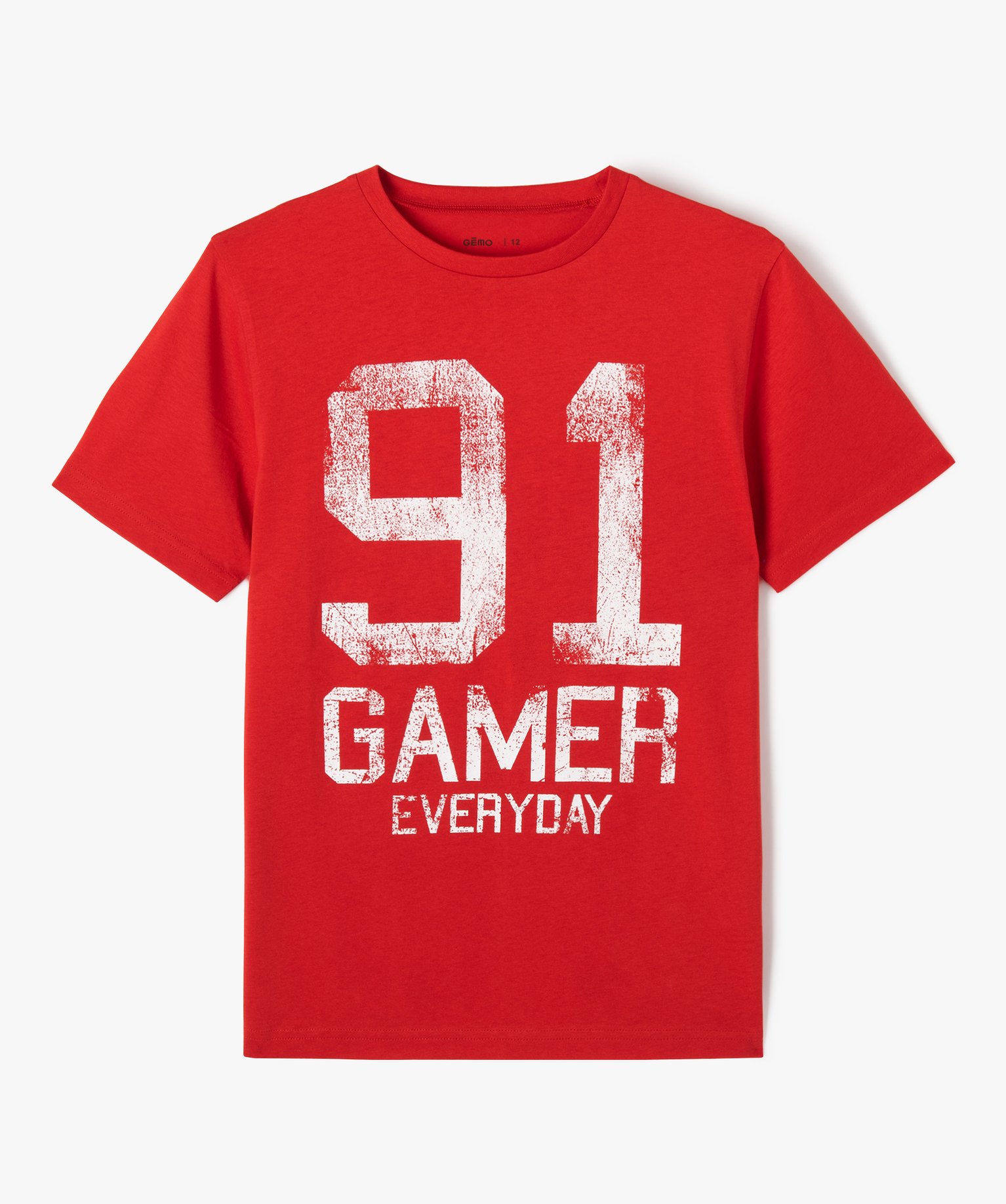 Tee-shirt à manches courtes avec inscription Garçon orange | GEMO