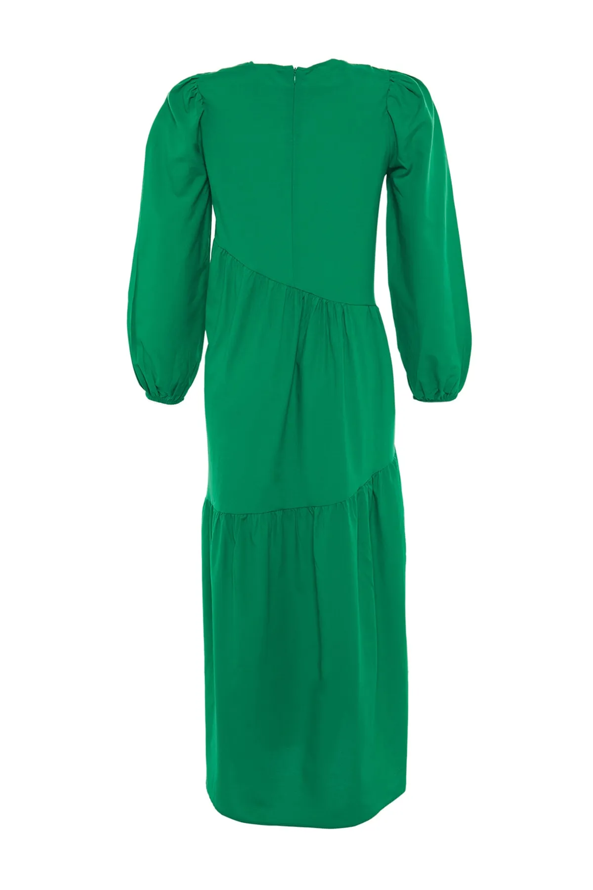 Trendyol Modest  Grünes, gewebtes Baumwollkleid mit weitem Schnitt und Raffung TCTSS21EL3470