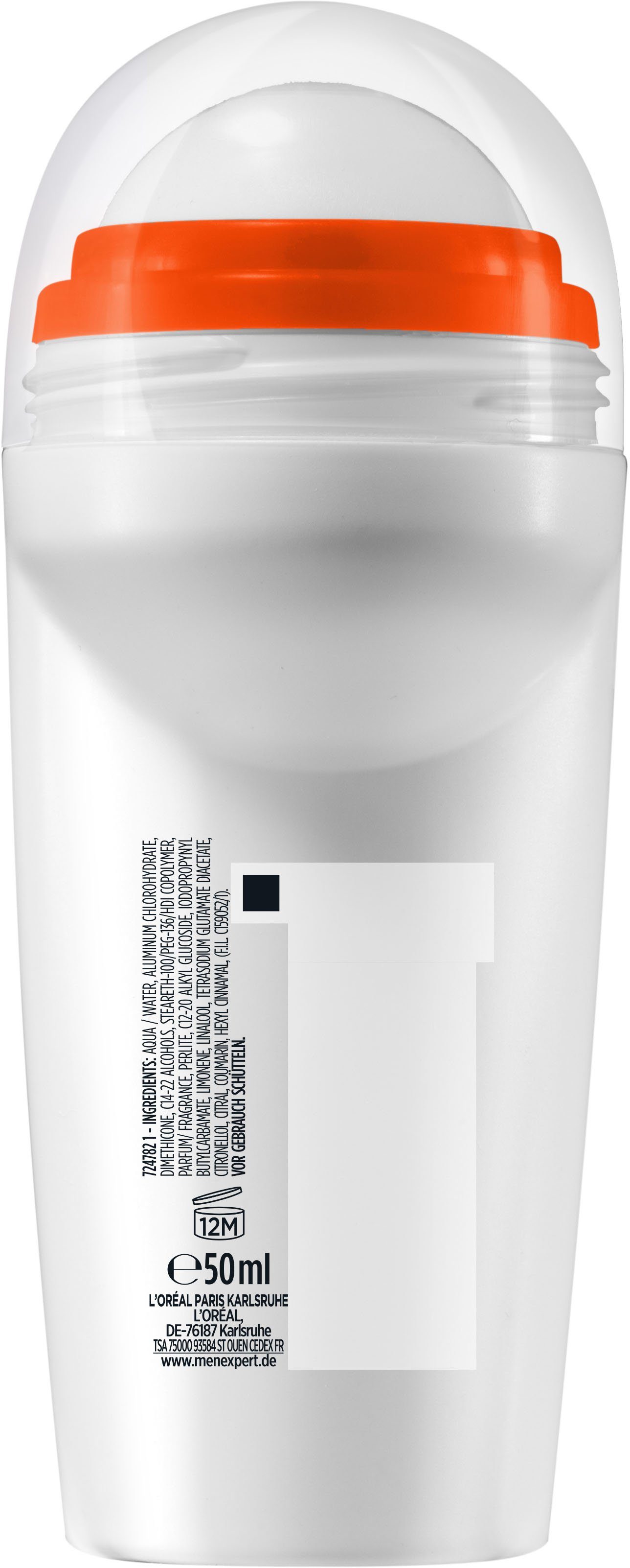 L'ORÉAL PARIS MEN EXPERT Deo-Roller Deo Roll-on Shirt Control, Packung, 6-tlg.