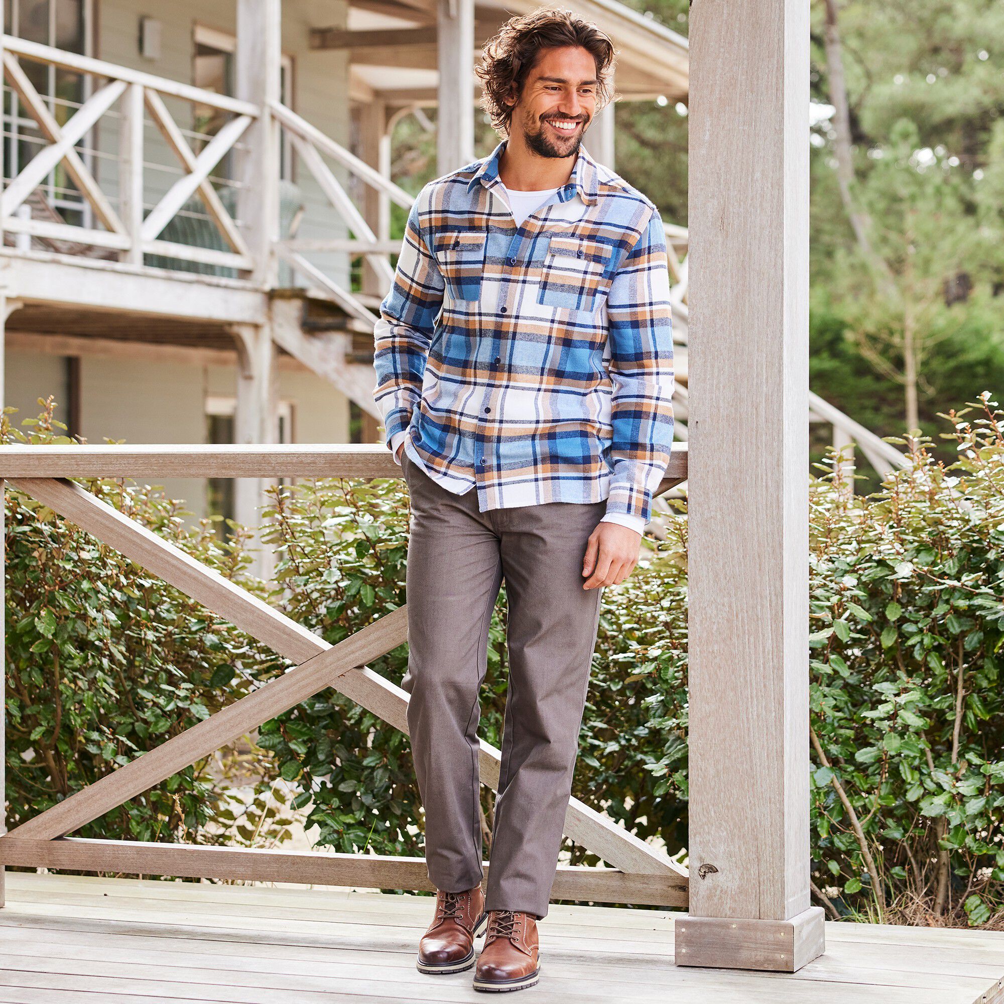 Chemise en flanelle carreaux fils-teints