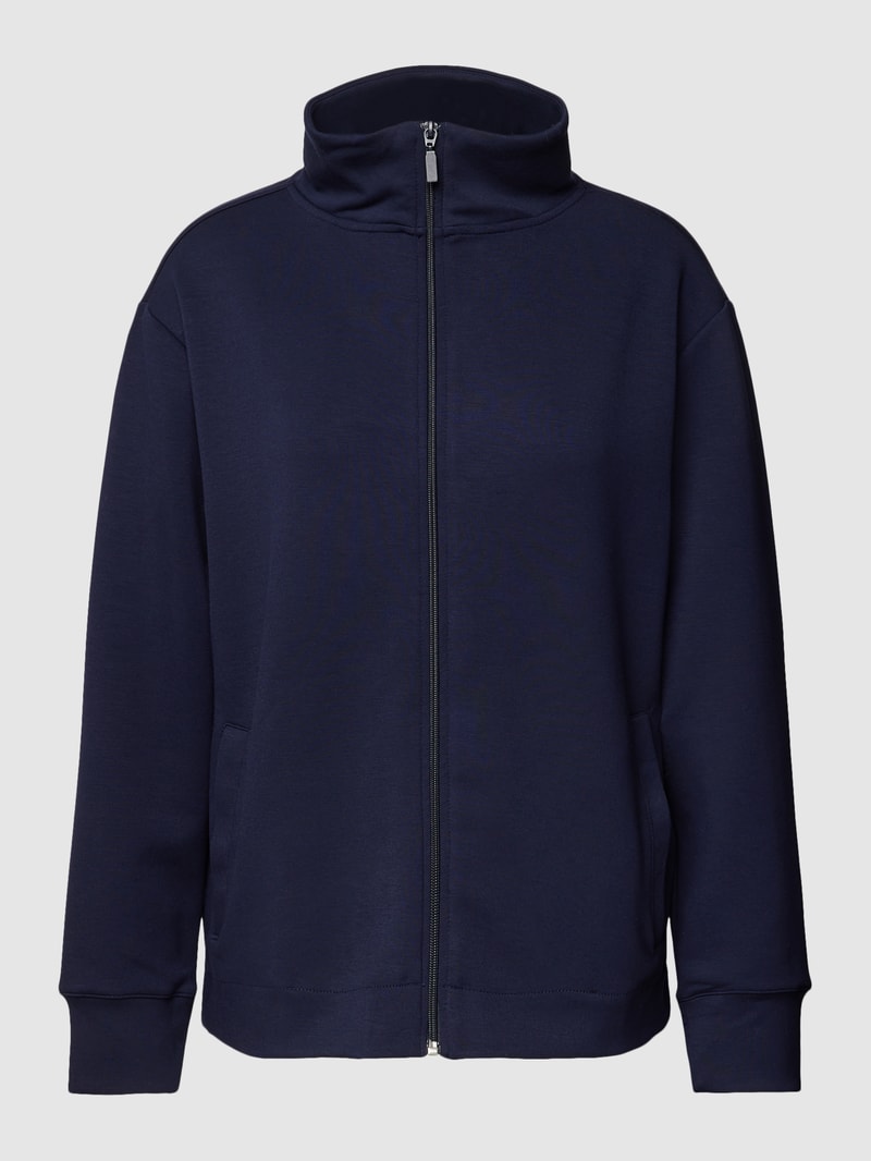 Sweatjacke mit Stehkragen in dunkelblau