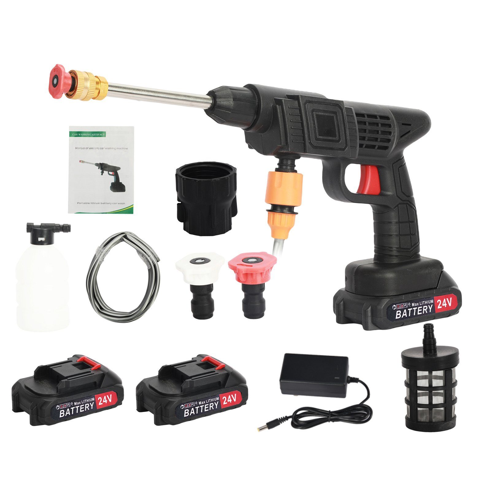 Rutaqian Hochdruckreiniger Akku Hochdruckreiniger, 24V Hochdruckreiniger-Kit für Auto, Multifunktional