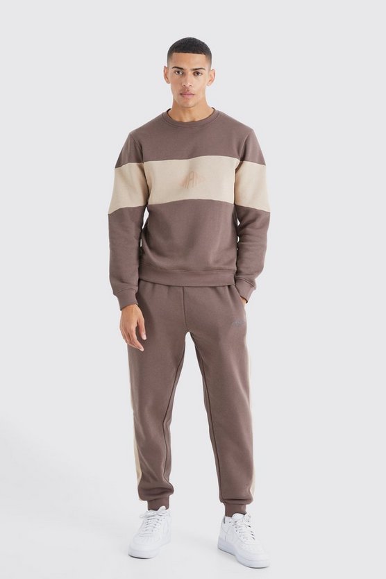 Man Slim-Fit Colorblock Sweatshirt-Trainingsanzug