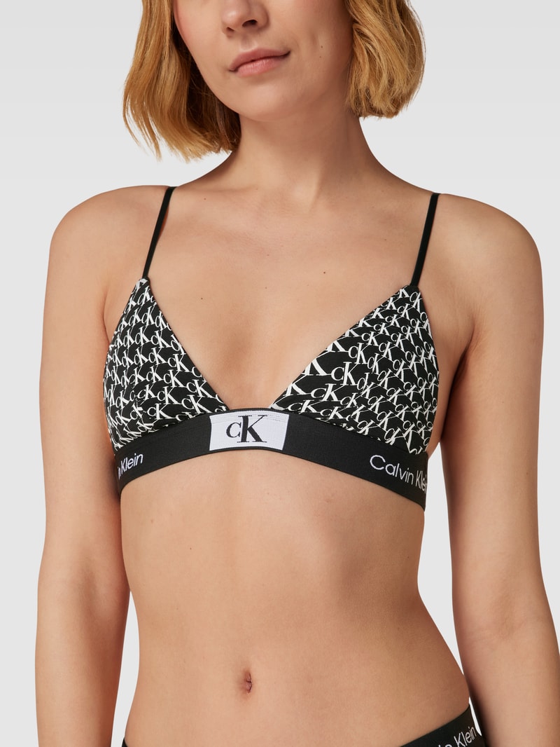Bralette mit elastischem Logo-Bund in schwarz