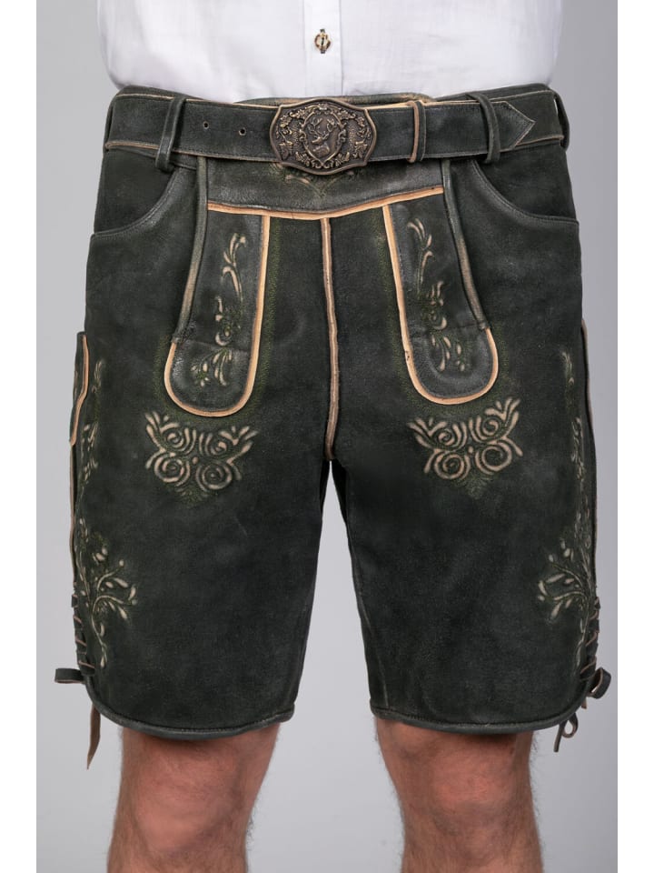 Edelnice Kurze Wildbock Lederhose Friedl in schwarz günstig kaufen