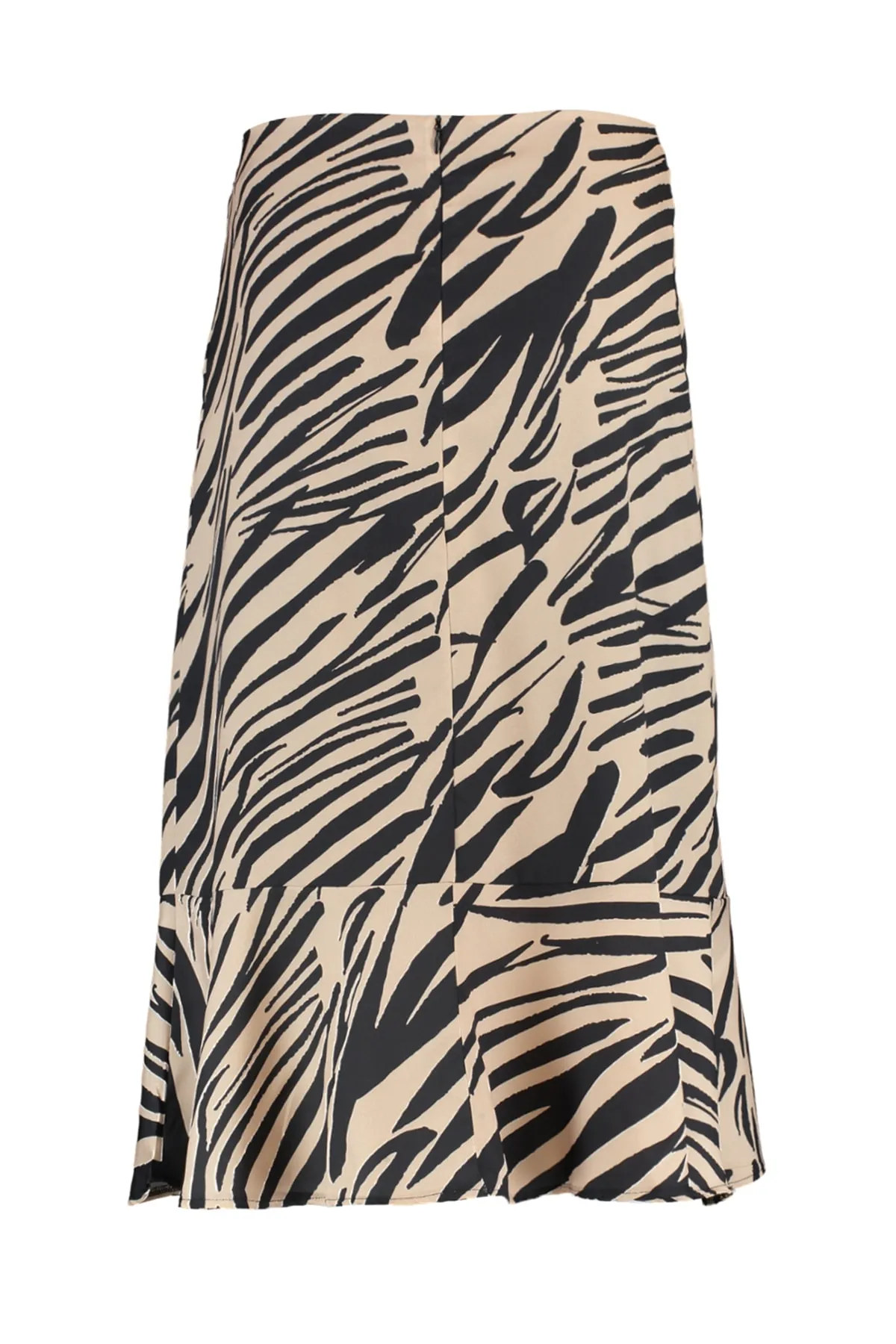 Trendyol Collection  Schwarzer gewebter Midirock mit Volant und Animalprint TWOAW20ET0241