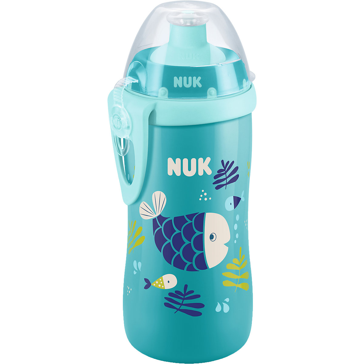 NUK Junior Cup mit Chamäleon Effekt, mit Push-Pull-Tülle, 300ml, ab 18 Monaten, auslaufsicher, mit Clip, 1 Stück, türkis