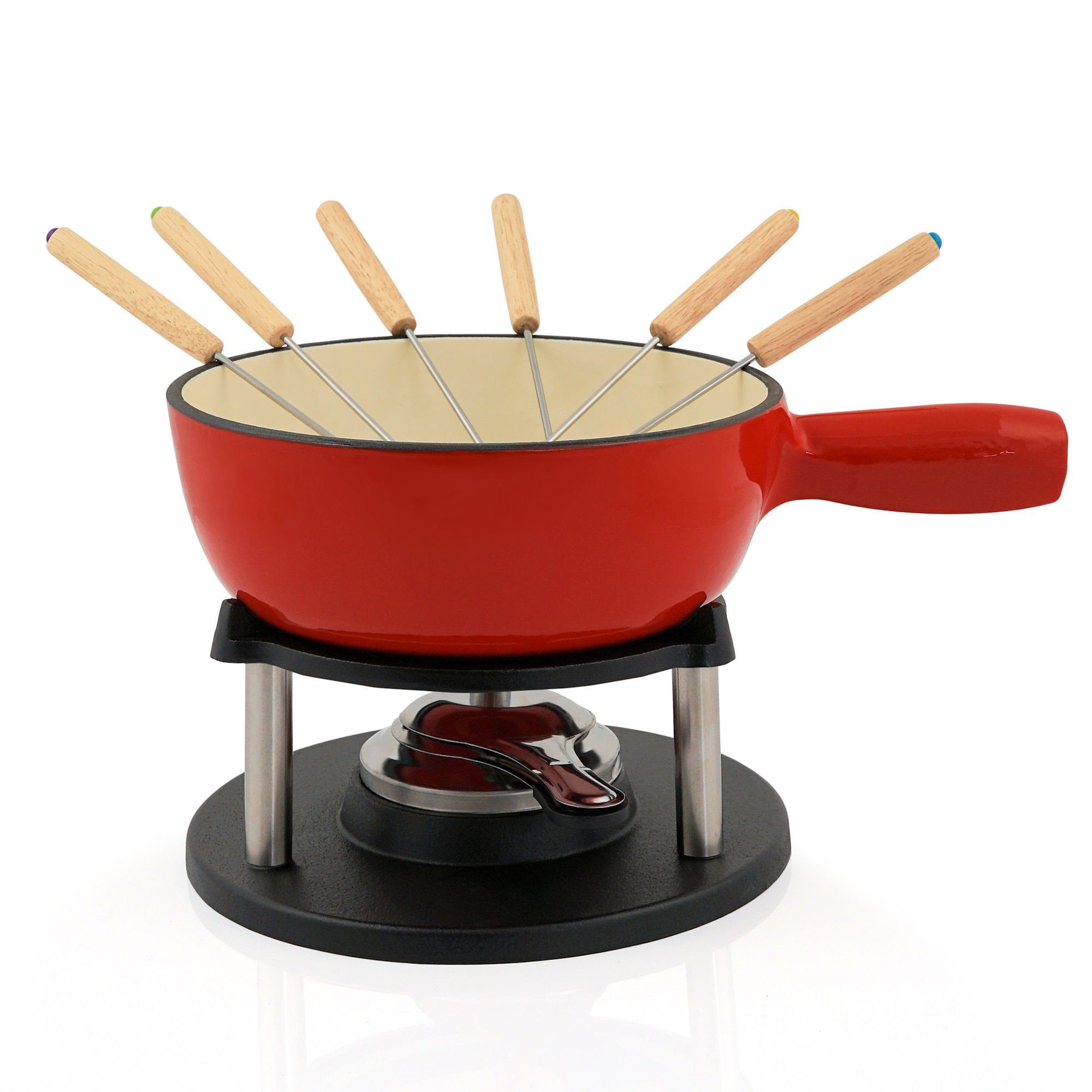BBQ-Toro Fonduetopf 9-teiliges Gusseisen Fondue Set für 6 Personen, 2 L, emailliert, Gusseisen (Set, 9-tlg)