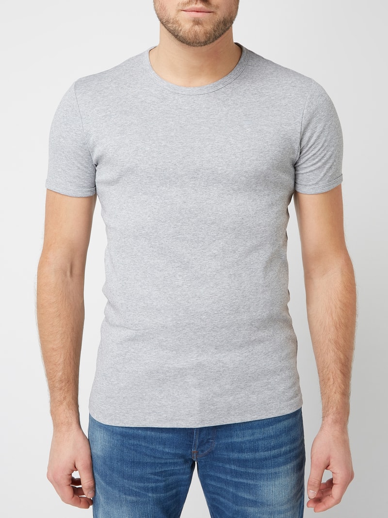 Slim Fit T-Shirt aus Organic Cotton in mittelgrau meliert