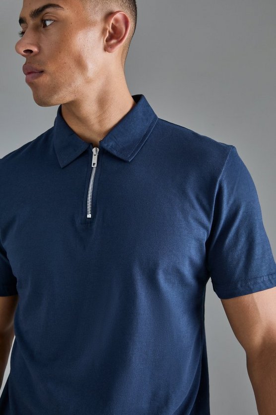 Slim-Fit Poloshirt mit Reißverschluss
