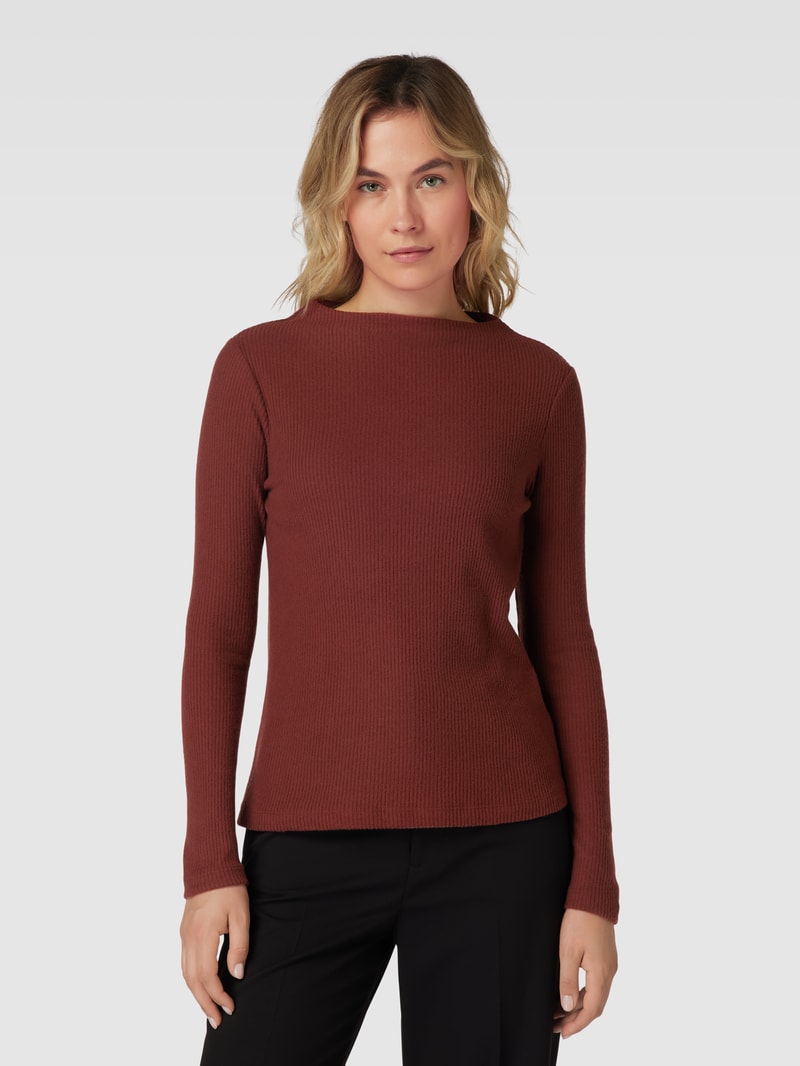 Longsleeve in Ripp-Optik in mittelbraun
