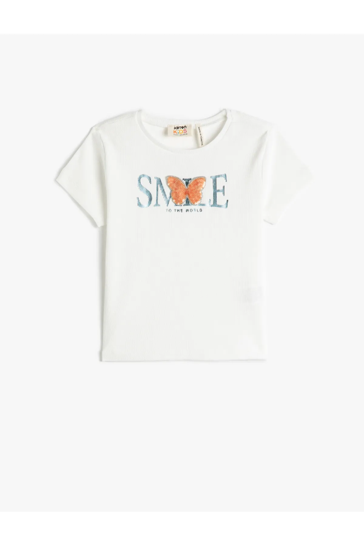 Koton  T-Shirt, glänzend, kurze Ärmel, Rundhalsausschnitt, gerippt