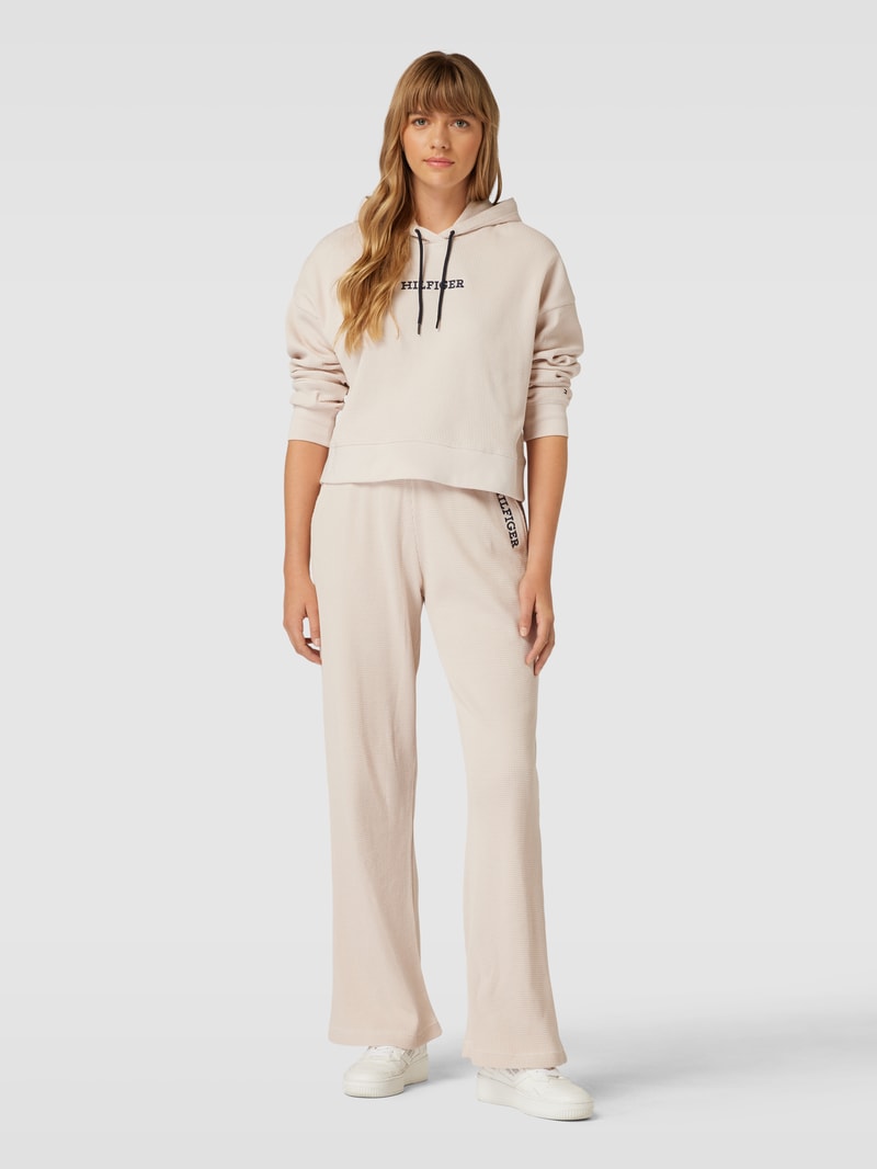 Hoodie mit Label-Stitching Modell 'MONOTYPE' in beige