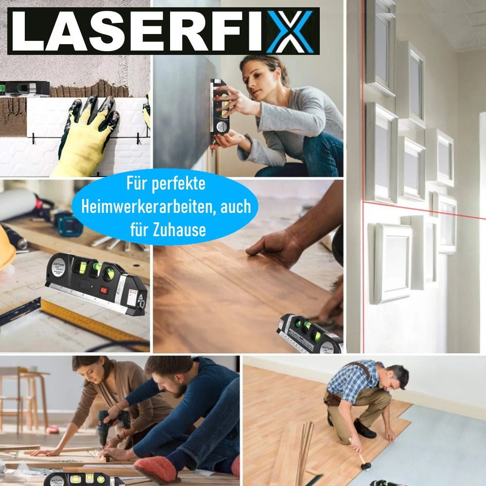 MAVURA Laserwasserwaage LASERFIX Laser Wasserwaage 4-in-1 Lasermessgerät, Kreuzlinienlaser Entfernungsmesser Maßband