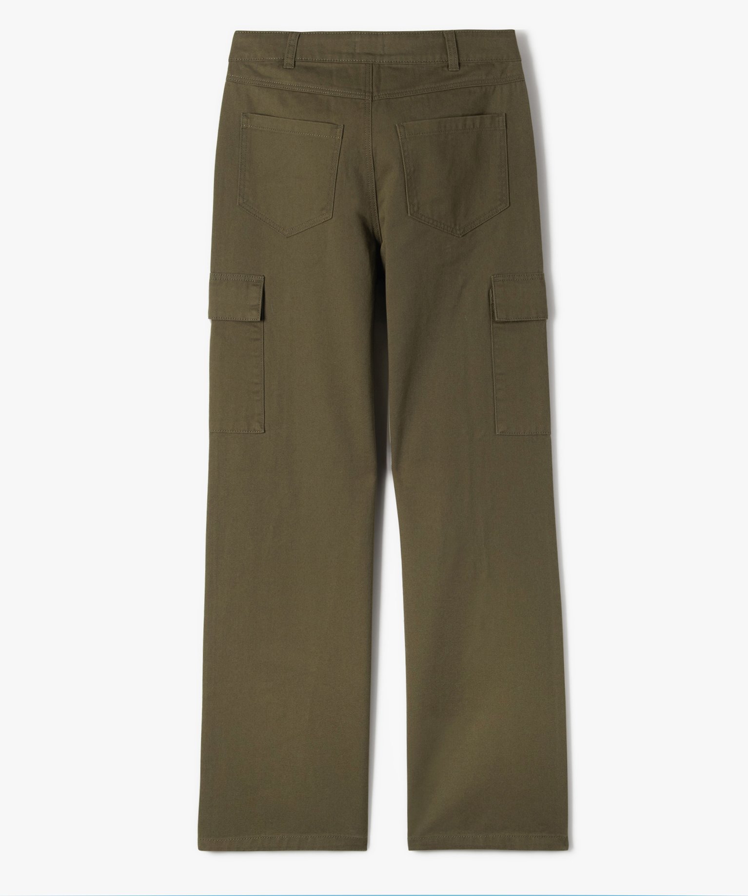 Pantalon ample avec poches à rabat sur les cuisses fille kaki | GEMO