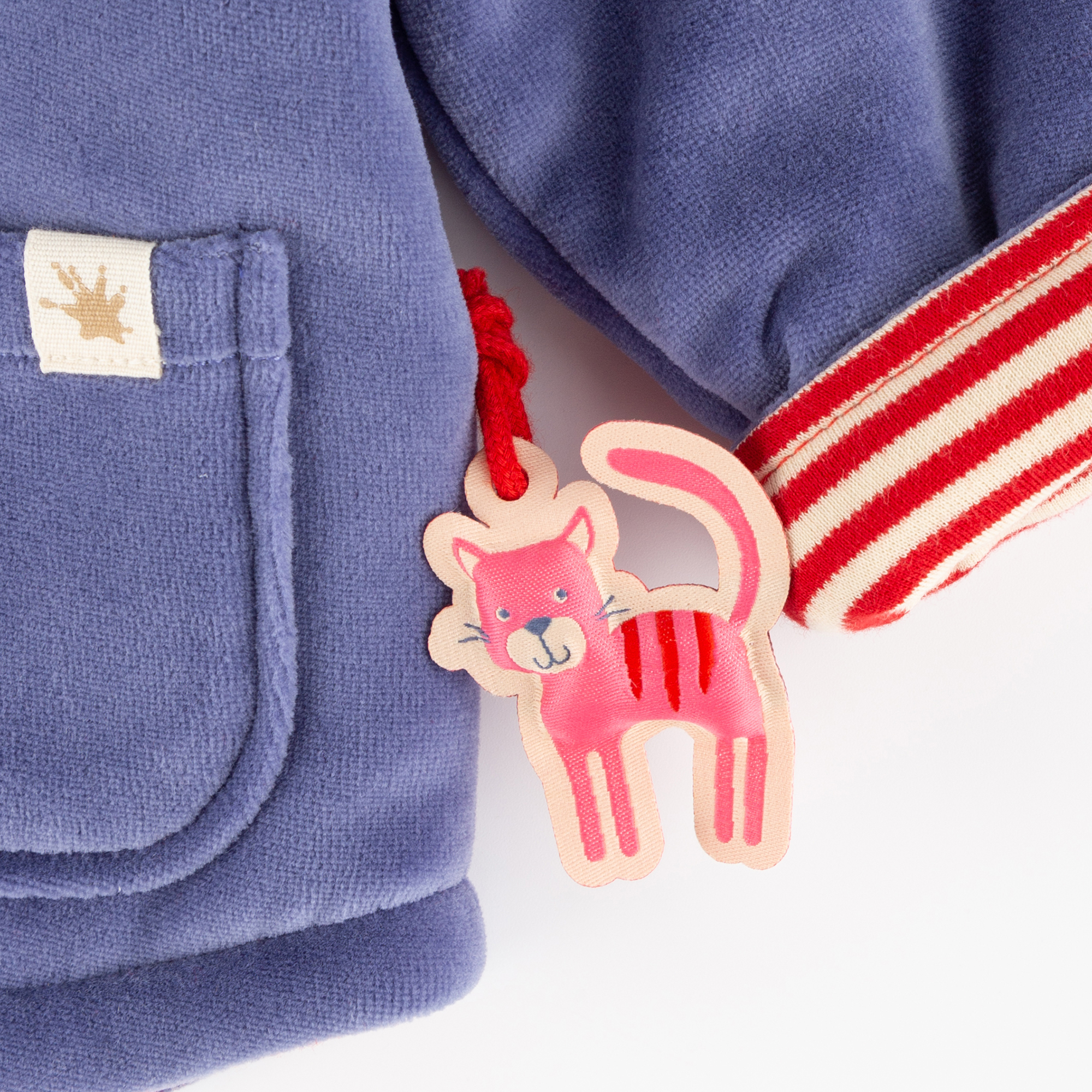 Baby Wendejacke Katze, Nicki blau oder rot-weiß geringel