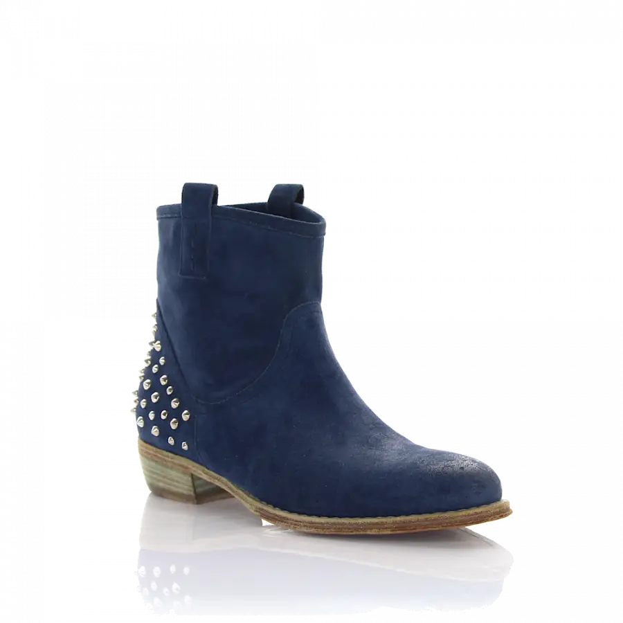 Rossano Bisconti - Stiefeletten Veloursleder Nieten blau - blau