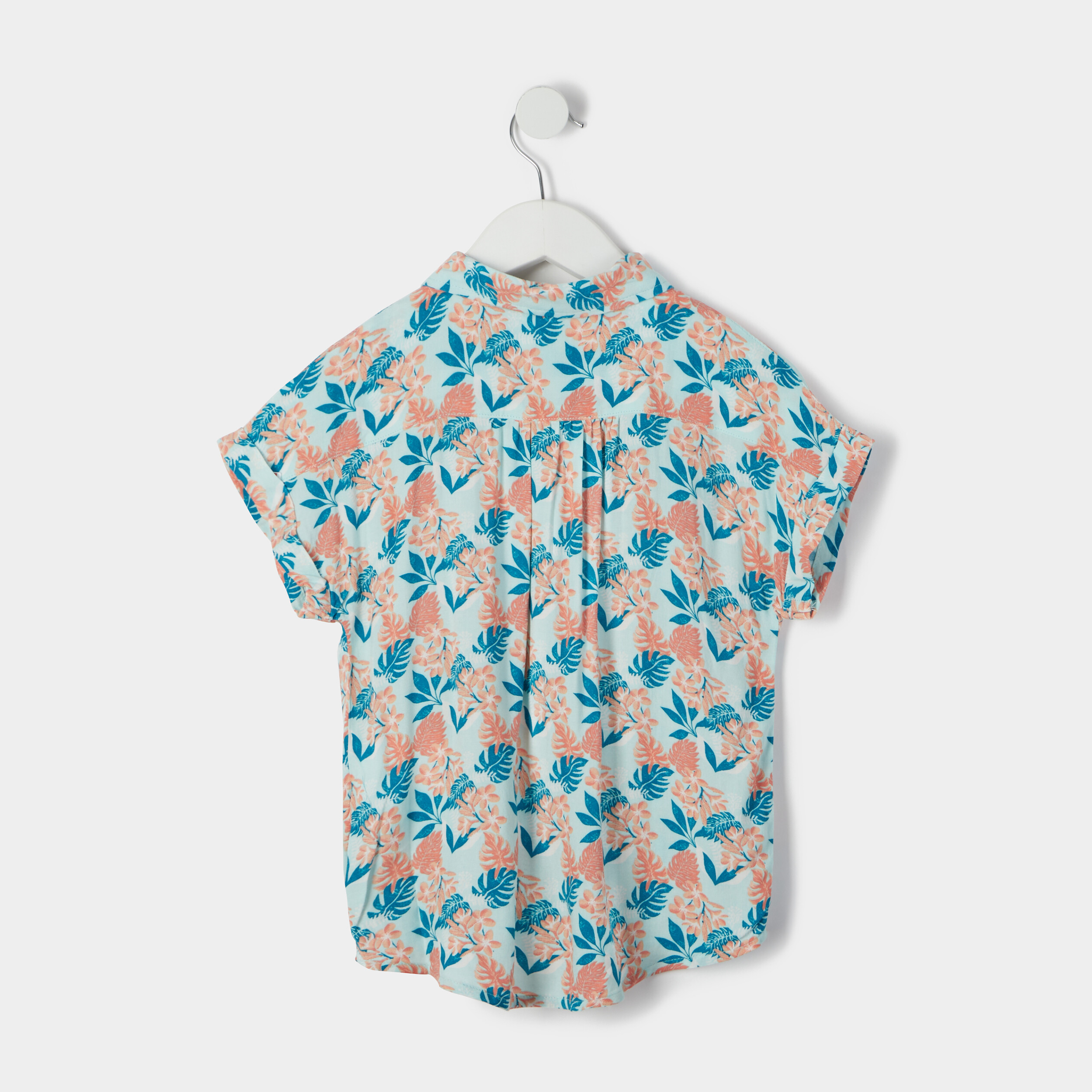 Chemise manches courtes nouée bleu turquoise fille | La Halle