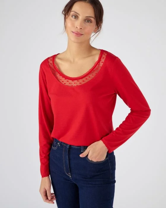 T-shirt manches longues Thermol'love tulle plumetis