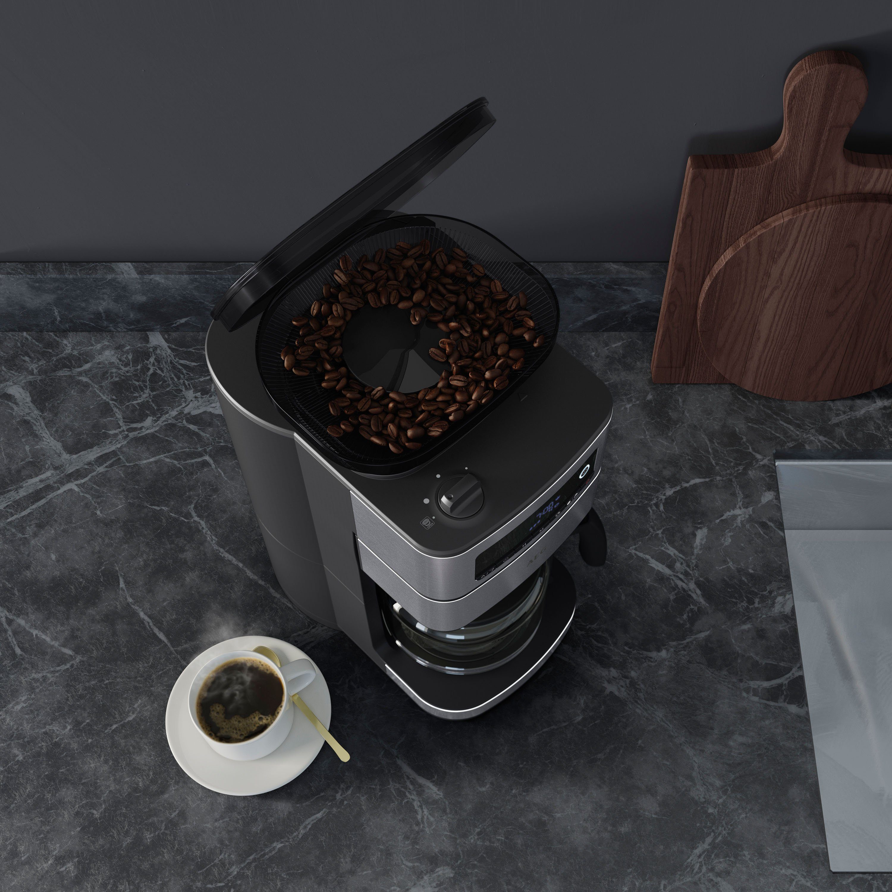 AEG Kaffeemaschine mit Mahlwerk CM6-1-5ST Gourmet 6, 1,25l Kaffeekanne, Papierfilter 1x4