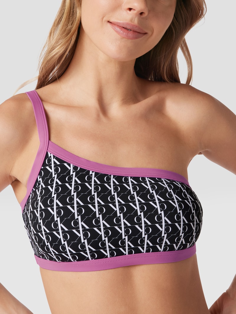 Bikini-Oberteil im One-Shoulder-Look in schwarz
