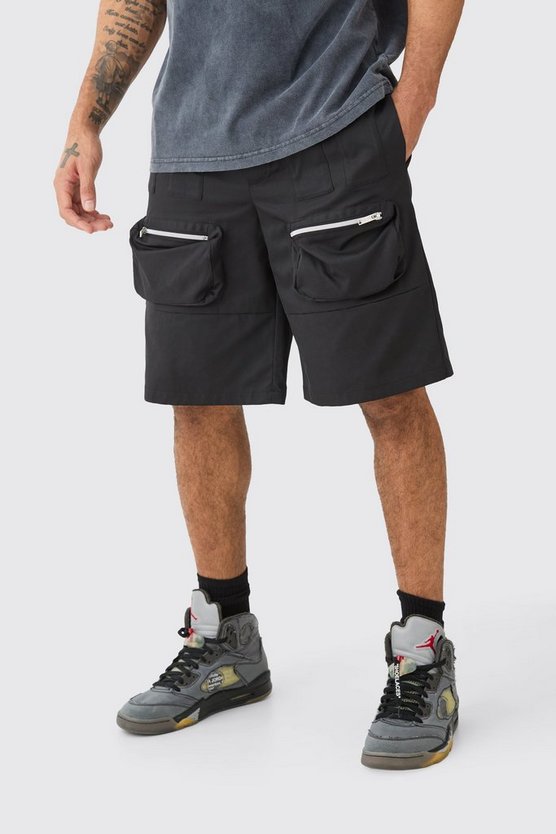 Nylon Cargo-Shorts mit elastischem Bund