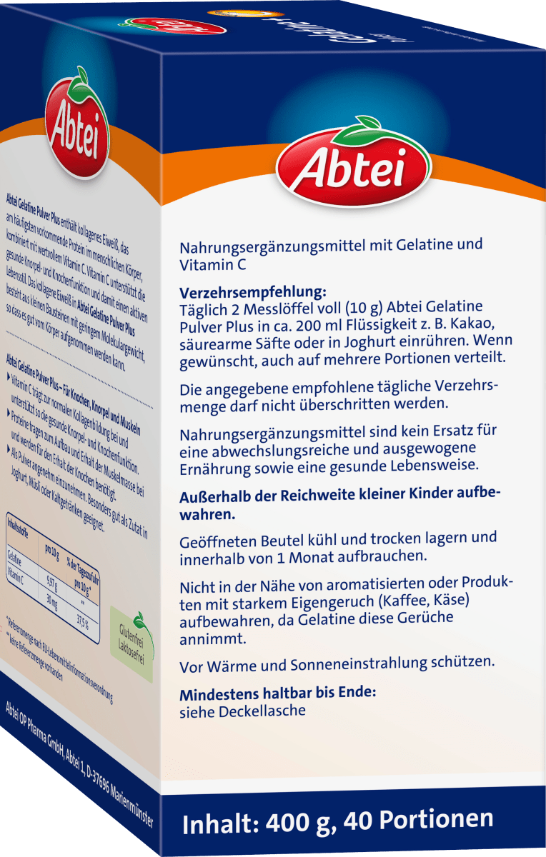 Gelatine Pulver + Vitamin C (40 Portionen), 400 g