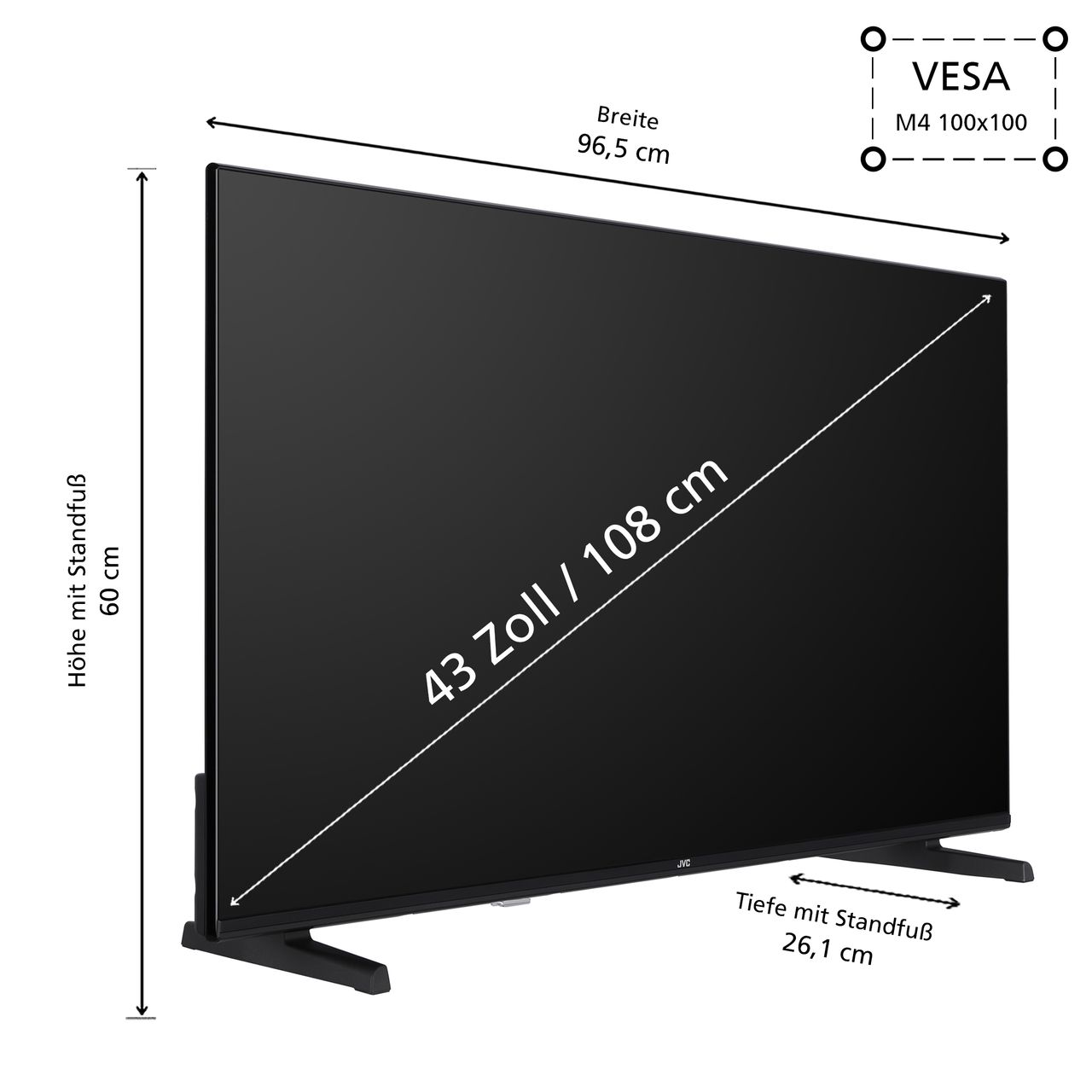 JVC LT-43VU3455 43 Zoll / Smart TV (4K UHD, HDR Dolby Vision, Dolby Atmos, Triple Tuner)