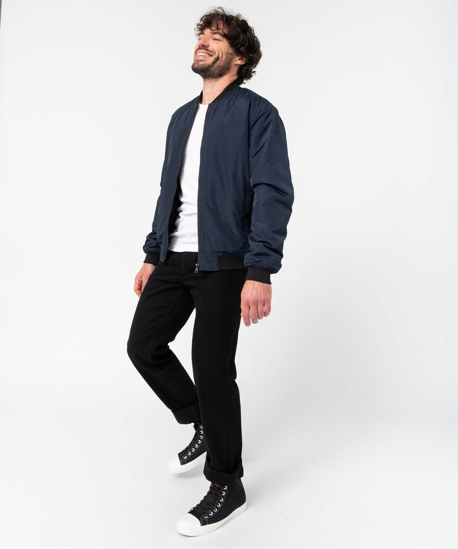 Blouson homme rembourré avec finitions bord-cte bleu fonce | GEMO