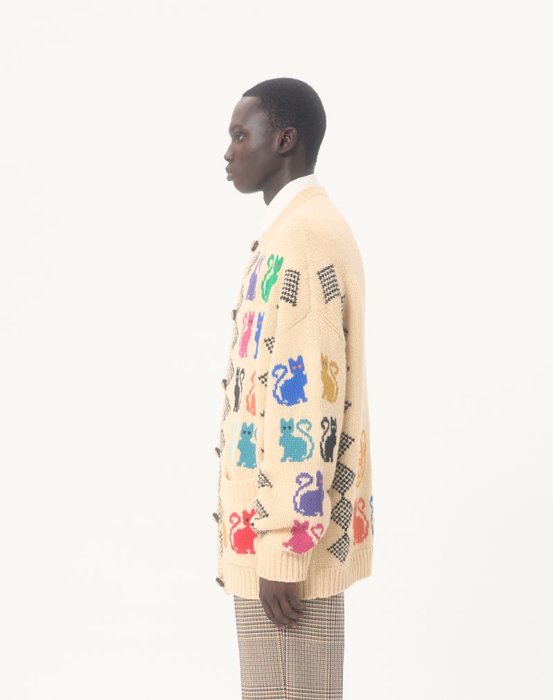Valentino wollen vest met Le Chat De La Maison jacquardpatroon