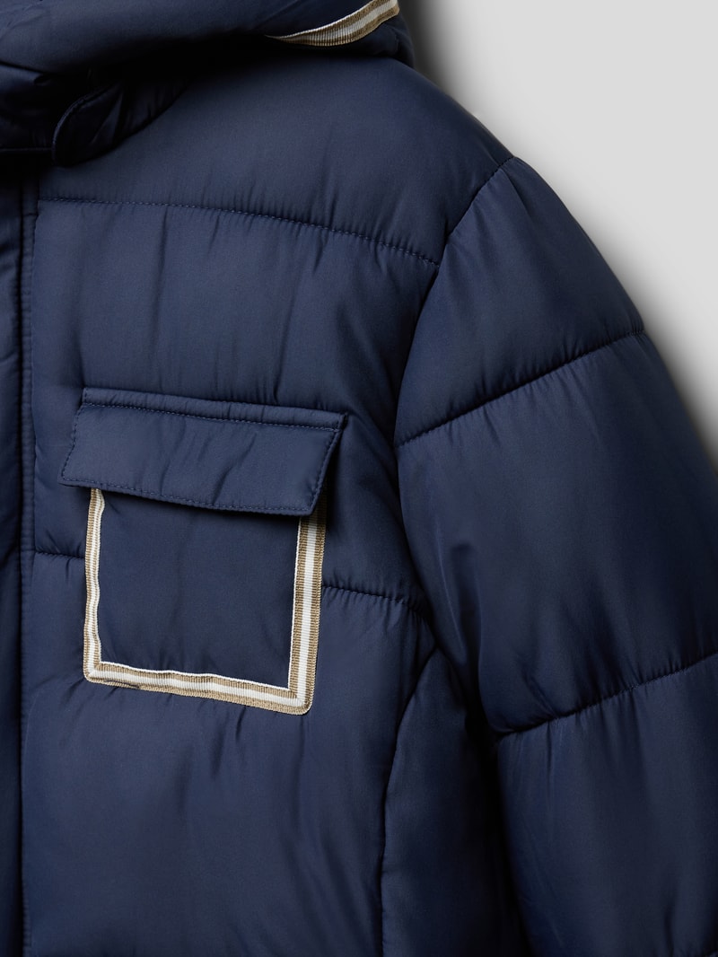 Steppjacke mit Kontrastbesatz in dunkelblau