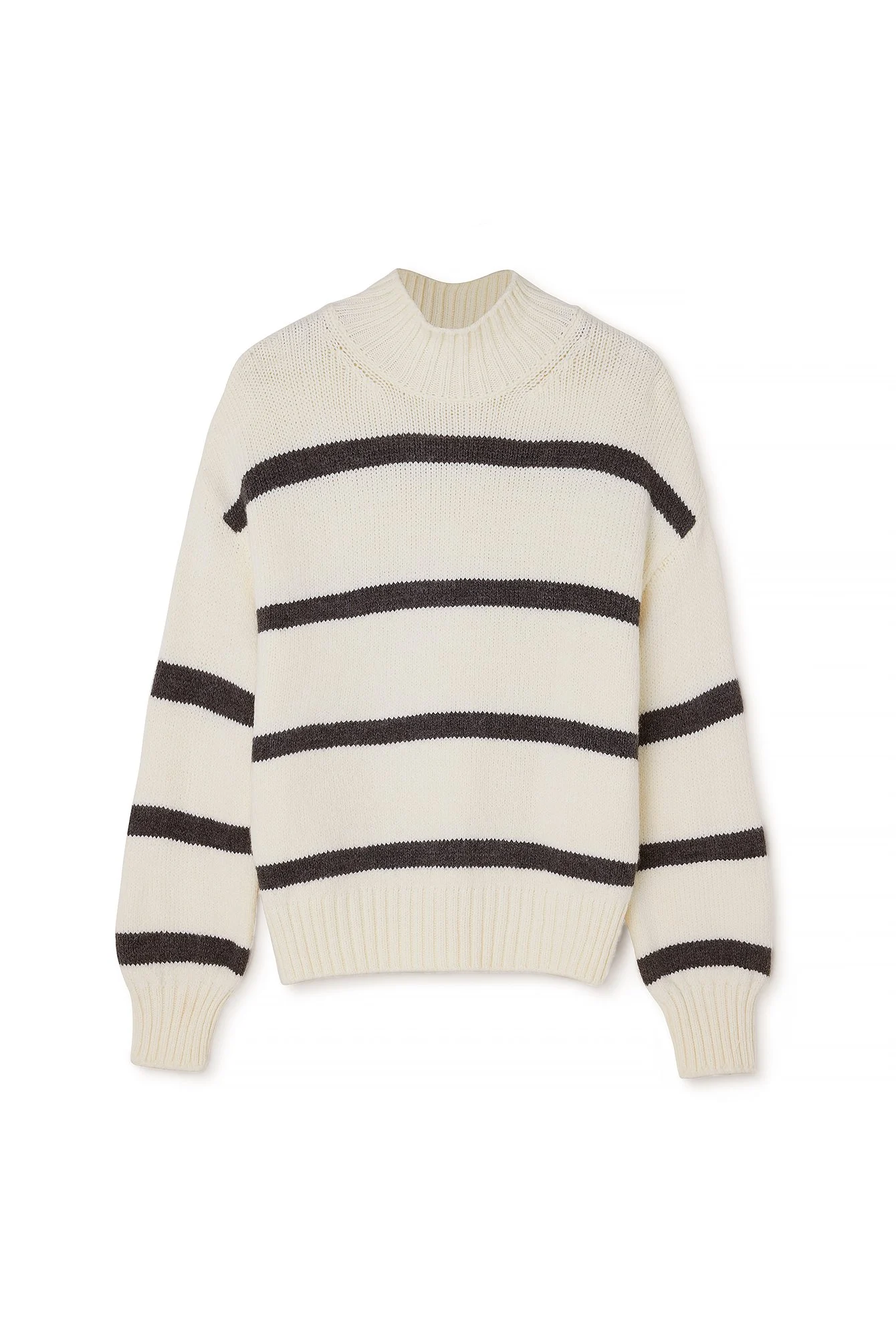 Gestreifter Strickpullover mit Rollkragen