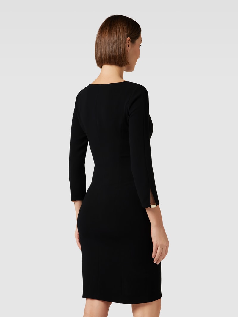 Knielanges Kleid mit Gehschlitz Modell 'RIETI' in schwarz