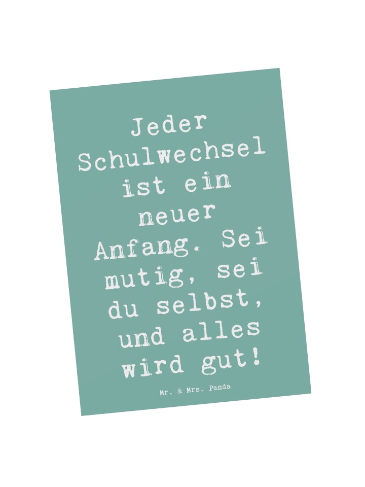 Mr. & Mrs. Panda Postkarte Spruch Einen Schulwechsel bewältigen ... in Meeresbrise günstig kaufen onesize