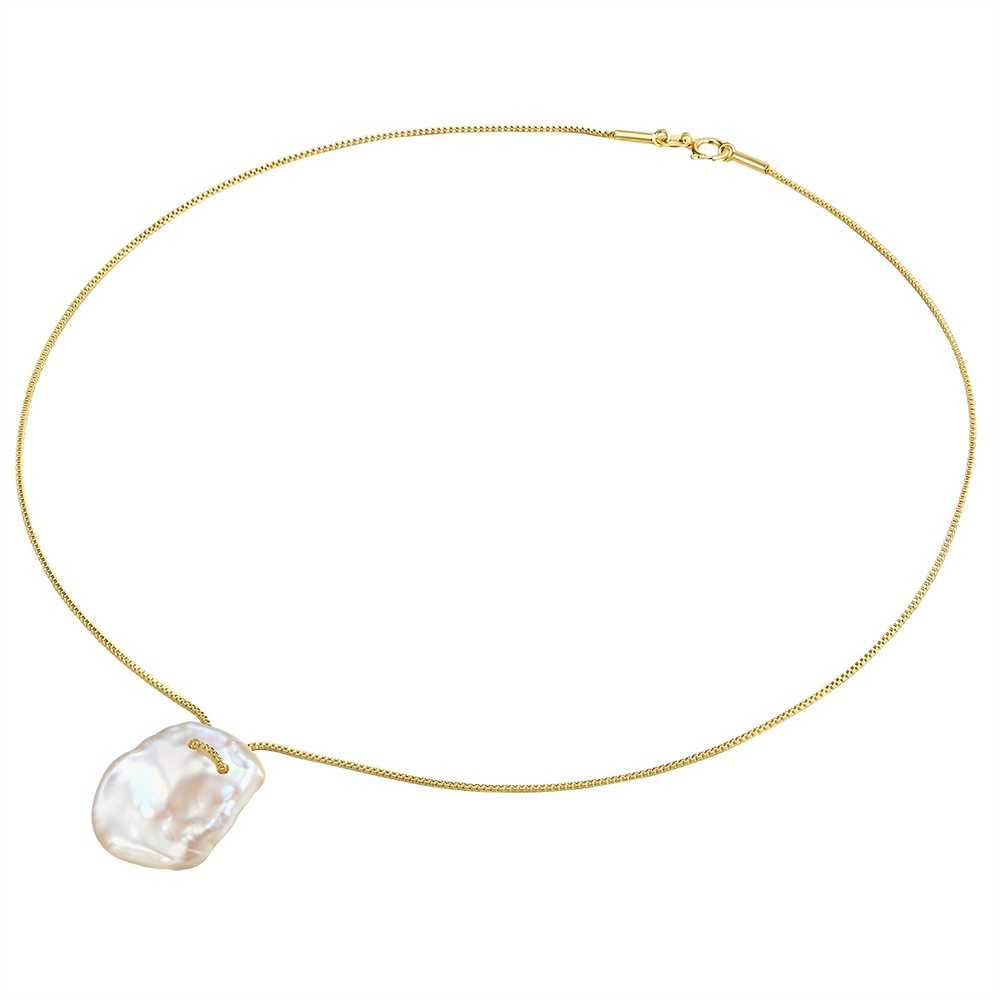 Valero Pearls Collier en argent Argent sterling Perle de culture d'eau douce en Or jaune collier