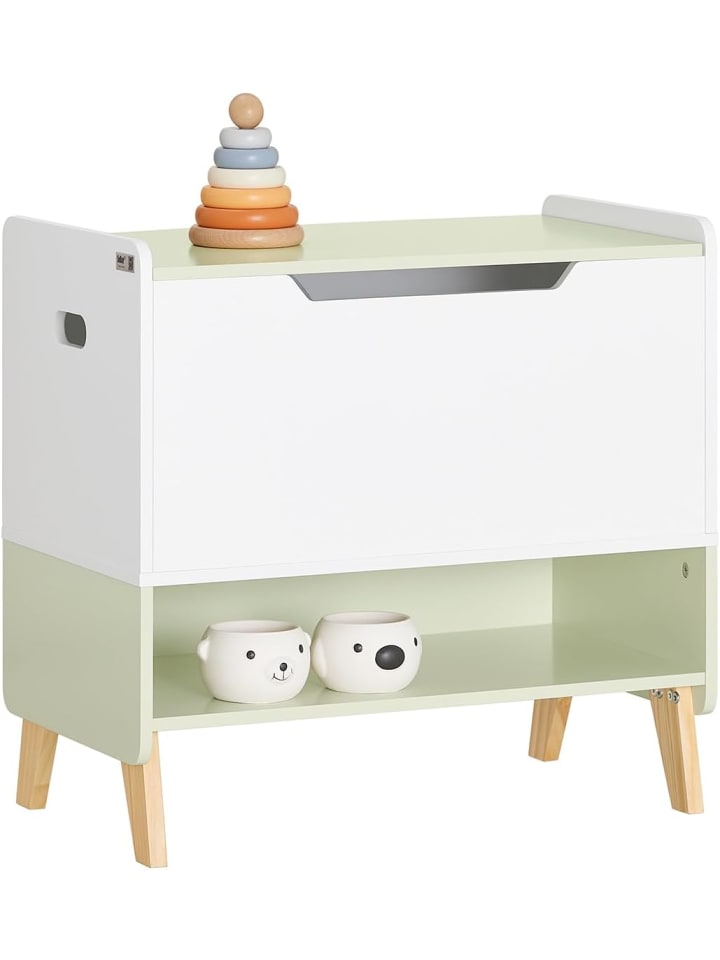 SoBuy Spielzeugtruhe in Weiß und Grün - (B)60 x (H)57 x (T)34cm günstig kaufen onesize