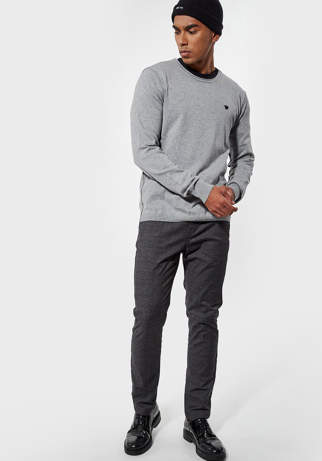 GREAT  Pull régular Homme gris en 100% coton