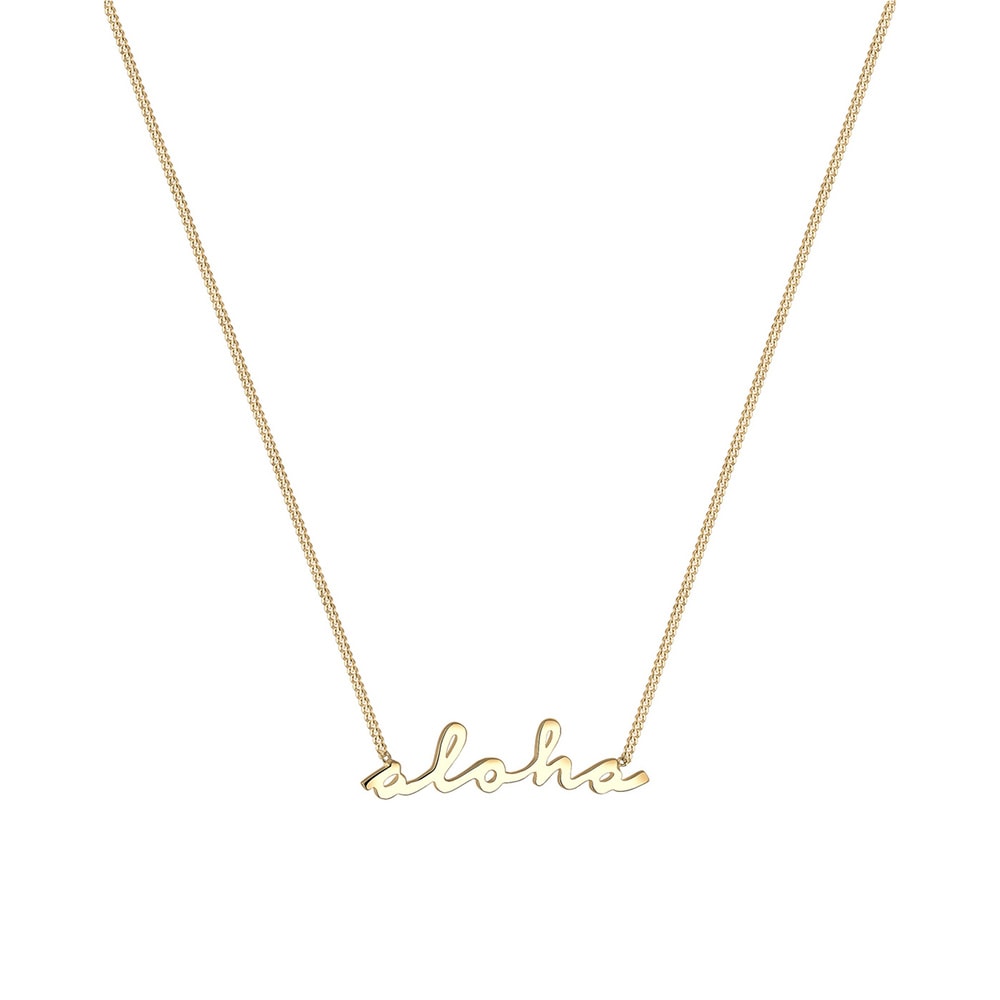 Elli Elli Collier Inscription Aloha Collier Femme - Plaqué Or Argent (925/1000) Bijoux