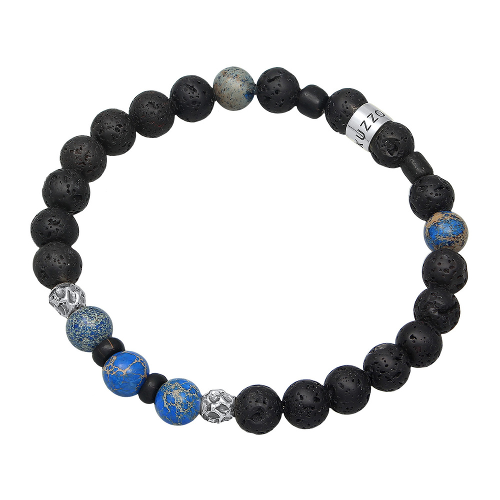 KUZZOI KUZZOI Bracelet Perles pour hommes rondes avec pierre de lave et perles d'agate e Bracelet