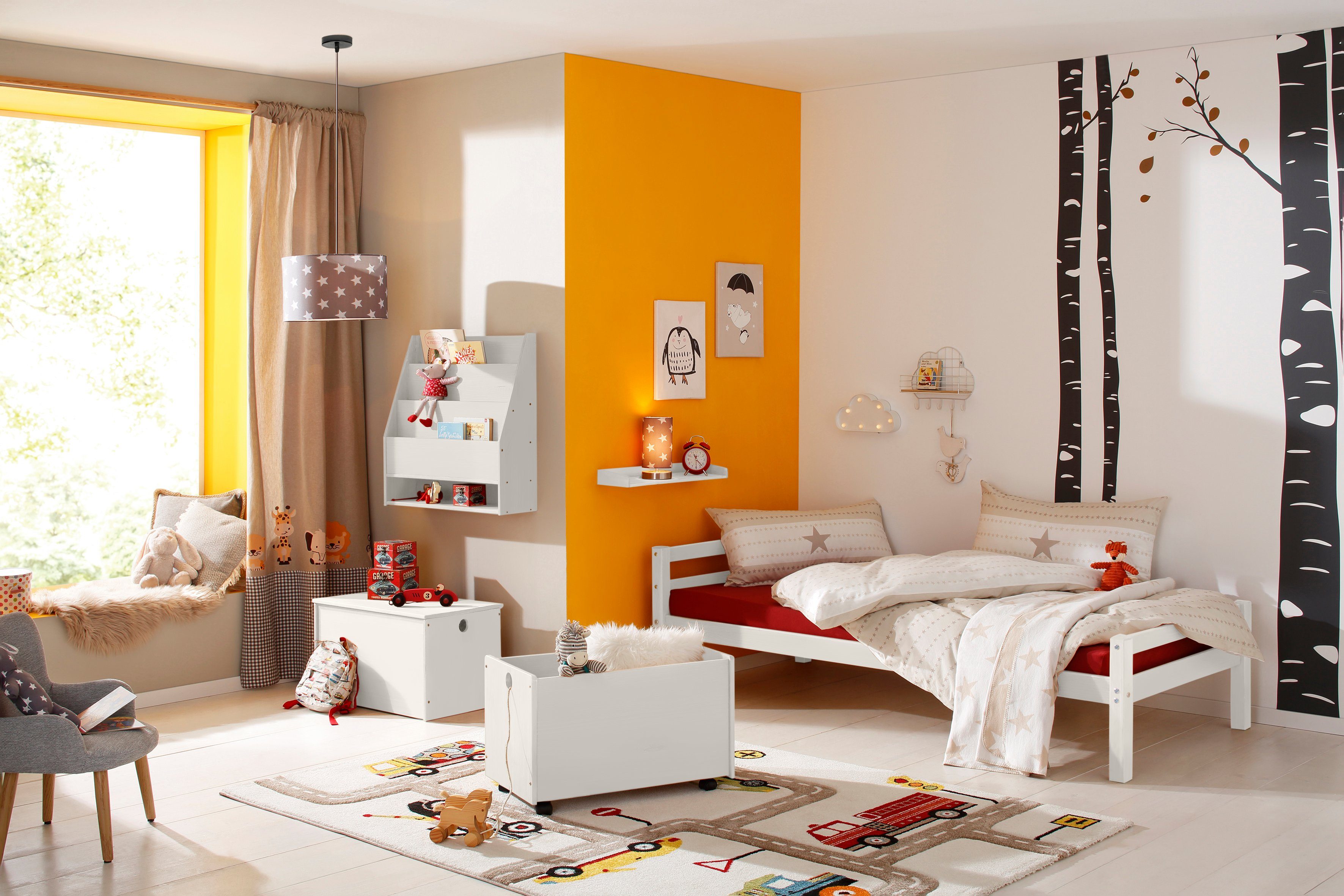 Lüttenhütt Kinderregal Alpi, 1-tlg., Wandregal aus Kiefernholz, Wandmontage, Farbvarianten, Breite 70 cm