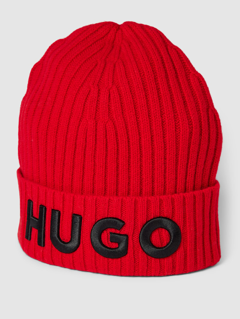 Beanie mit Label-Stitching in rot