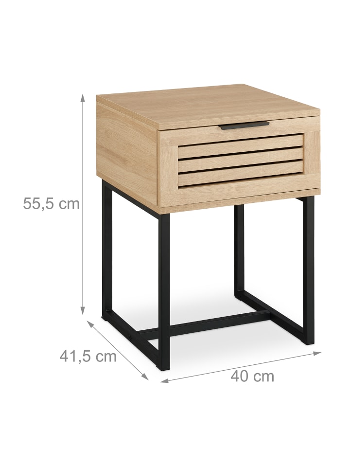 relaxdays Nachttisch in Natur/ Schwarz - (B)40 x (H)55,5 x (T)41,5 cm günstig kaufen onesize
