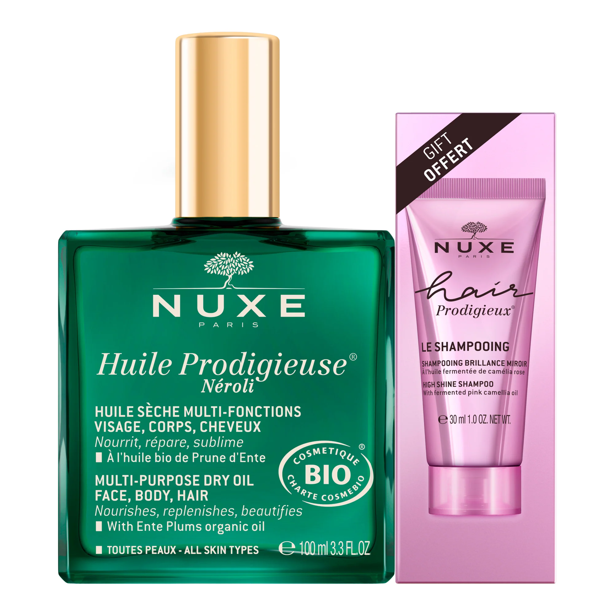 Huile Prodigieuse Huile Prodigieuse Néroli With Free Hair Sampon Prodigieux - Ulei hranitor de fata, ulei de corp, ulei de par, ulei elastic anti-vergeturi