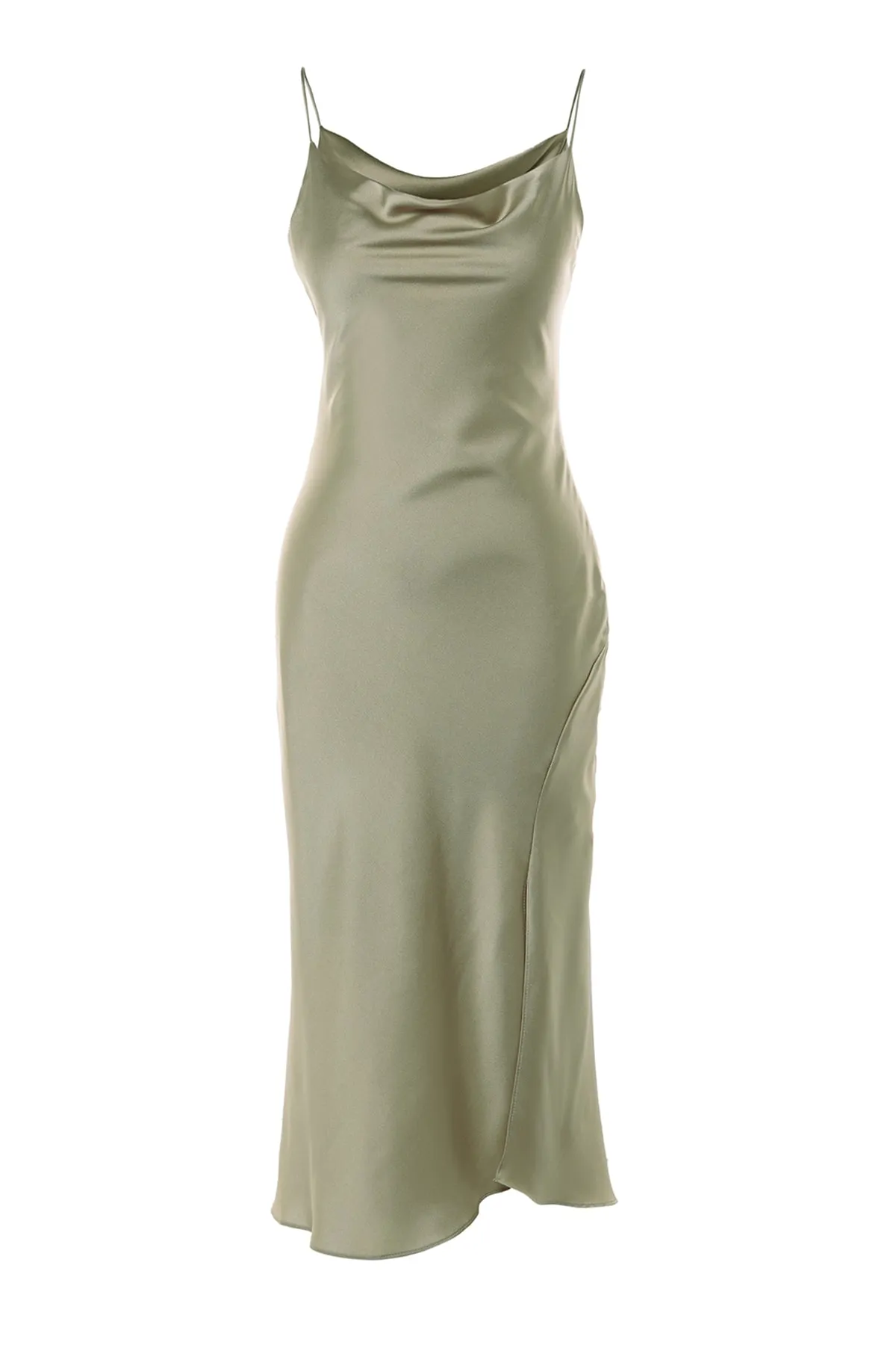 Trendyol Collection  Grün gefüttertes Abendkleid aus gewebtem Satin TPRSS19BB0058