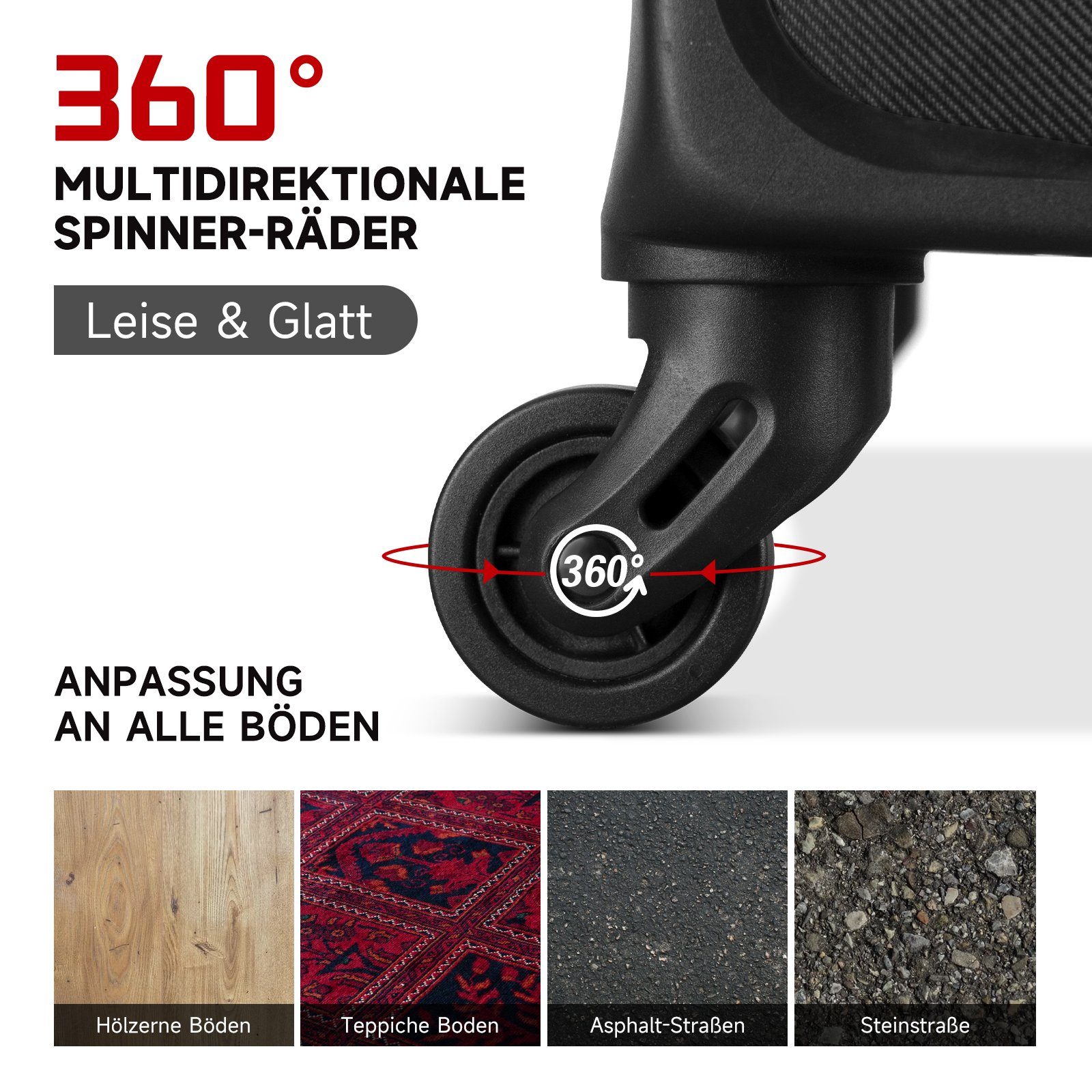 HOMELUX Kofferset Trolleyset 4 Teilig Stoffkoffer Reisekoffer, 4 Rollen, (Set, 4), Leicht Koffer Trolley Rollkoffer Set-S-M-L-XL