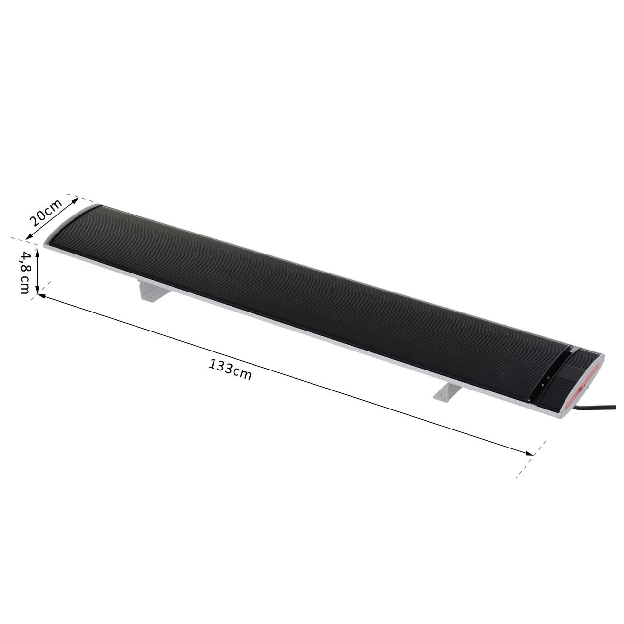 Outsunny Outdoor-Heizung 2400 W Heizstrahler Alu 133 x 20 x 4,8 cm