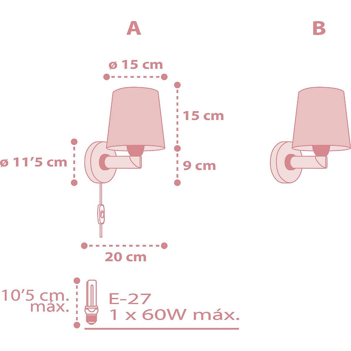 Wandleuchte Star Light, pink